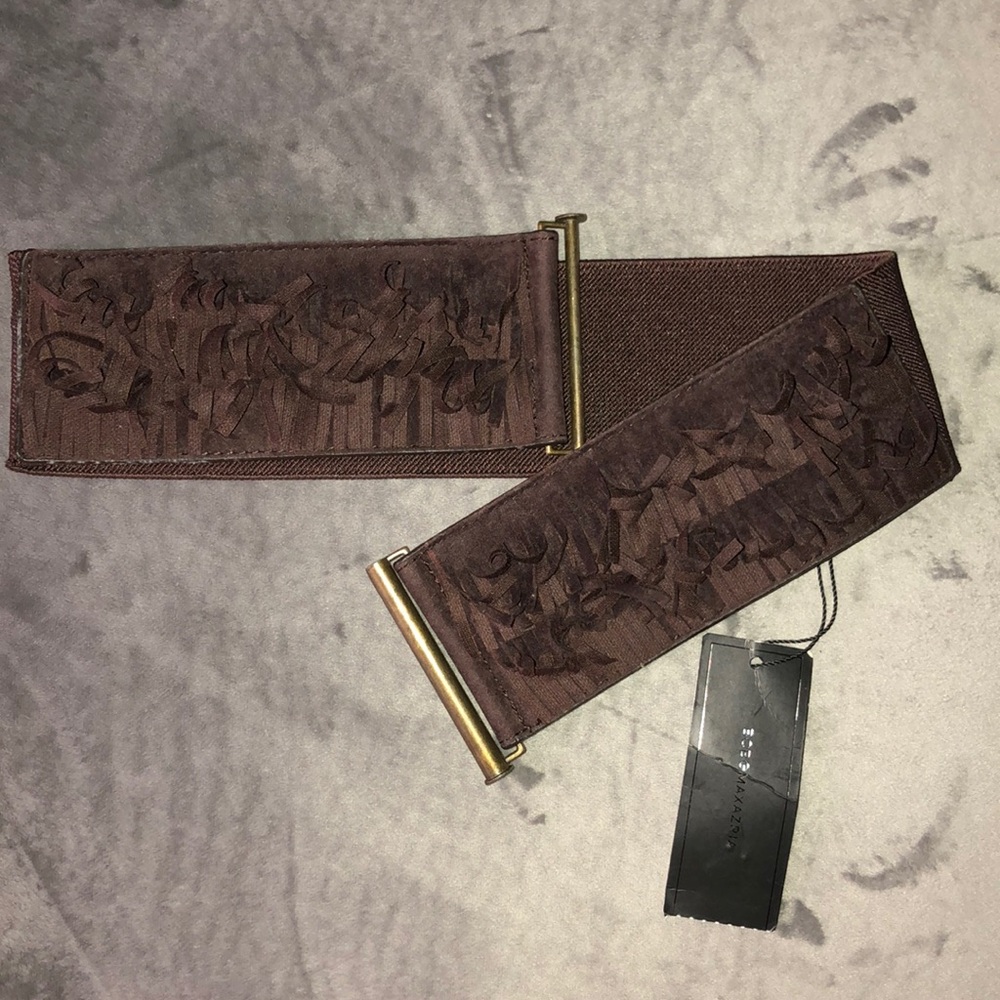 BCBG Faux Suede Fringe Belt